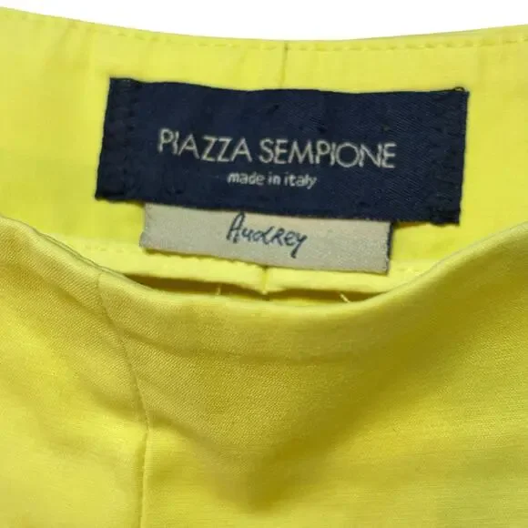 PIAZZA SEMPIONE Audrey Yellow Made in Italy Crop Pants M - Picture 2 of 8